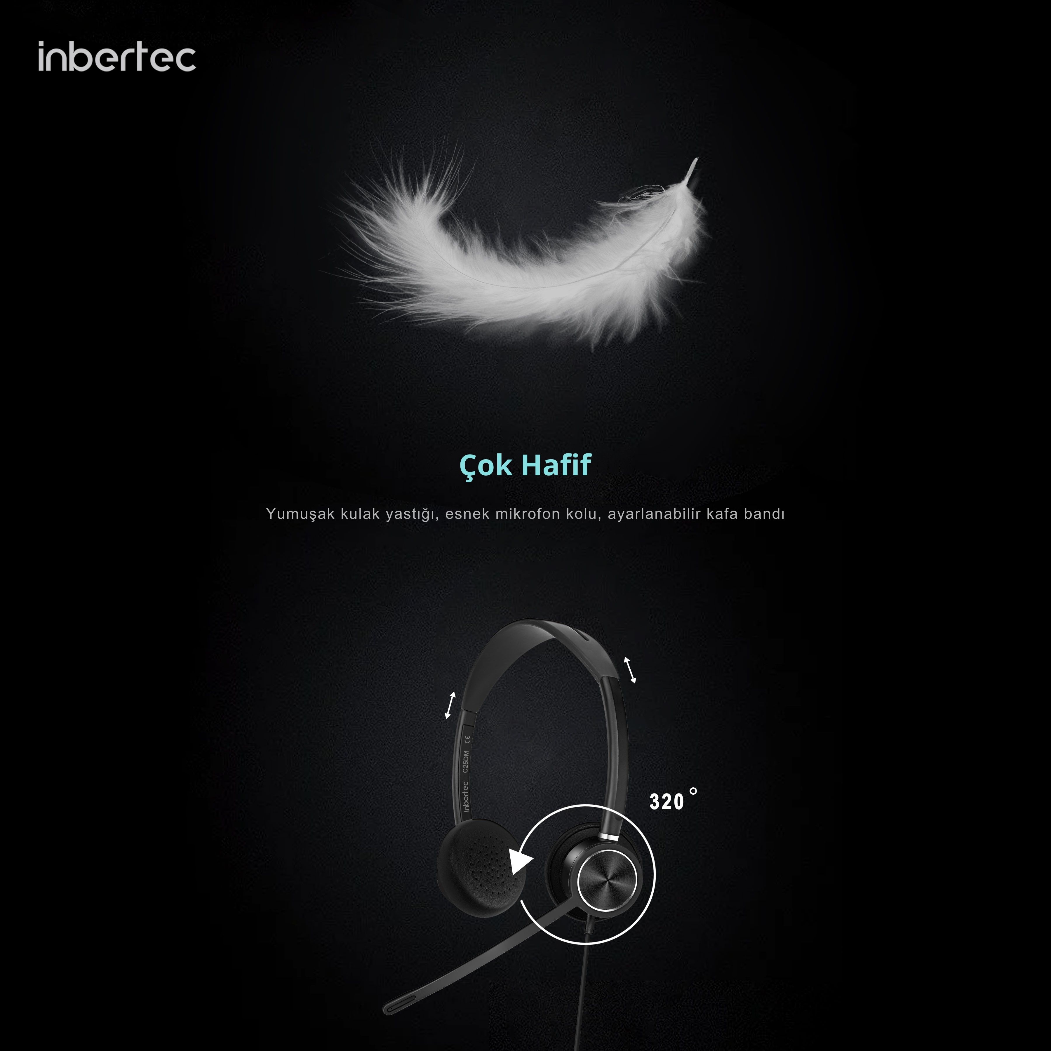 Inbertec C25DM Duo &Ccedil;ağrı Merkezi Kulaklığı